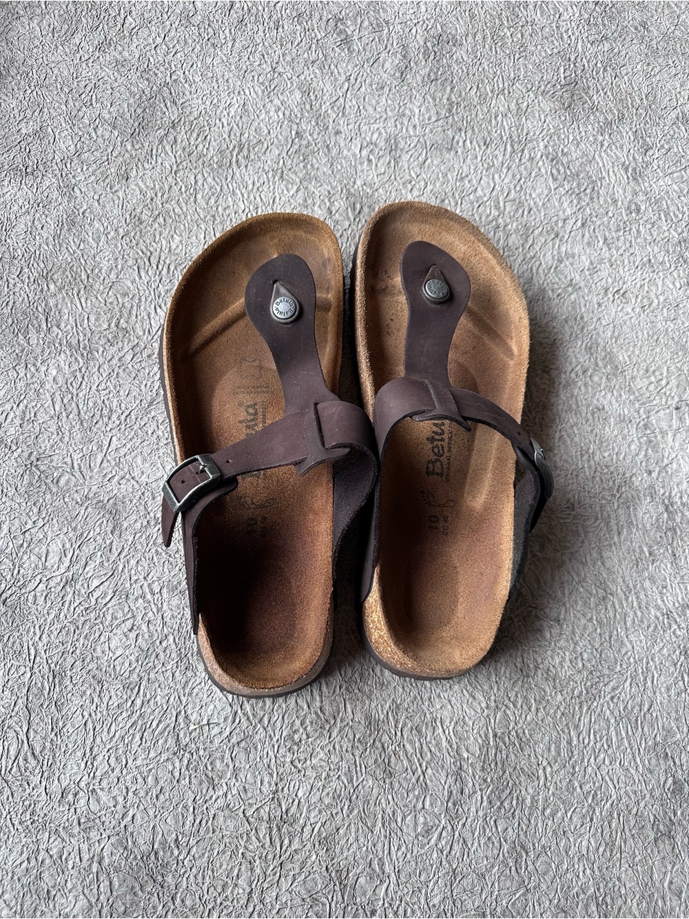 Betula By Birkenstock Women's Brown Toe-Post Sandals with Adjustable Buckle